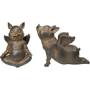 تمثال Ebros Peaceful Zen Yoga Flying Pig Hog Heavens تمثال ريفي ريفي Piggy Piglet Porcine Pigs Fairy Garden تمثال قابل للتجميع (وضعية الكوبرا القابلة للتمدد) in Kuwait