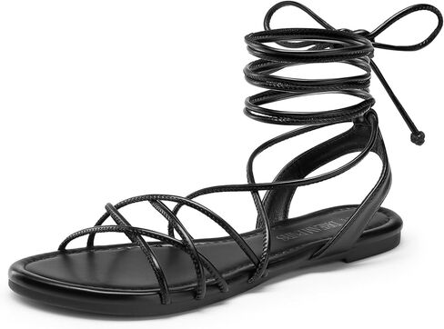 DREAM PAIRS Women's Jewel Rhinestones Design Ankle High Flat Sandals in Saudi Arabia