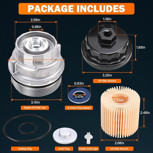 15620-31060 Oil Filter Housing Cap Assembly Kit for Toyota Rav4 Tundra 4Runner Camry Highlander Tacoma Lexus RX350 Aluminum Oil Filter with Wrench Drain Plug Replace 1562031060 15643-31050 04152-YZZA1 in Saudi Arabia