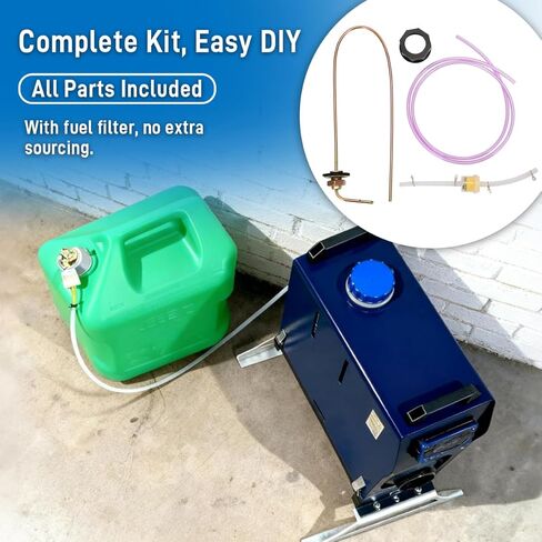 For Diesel Heaters, Extra Capacity Fuel Tank Standpipe Kit, All-Metal Rust-Proof Cap with 36" Tubing & Filter, Extend Runtime 5X in Kuwait