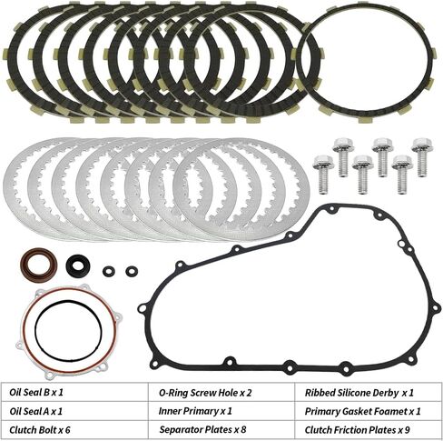 Cyco Primary Gasket & Extra Plate Friction Steel Clutch Kit for Touring Models Road King Road Glide Street Glide OEM#34934-06 17369-06 in Saudi Arabia
