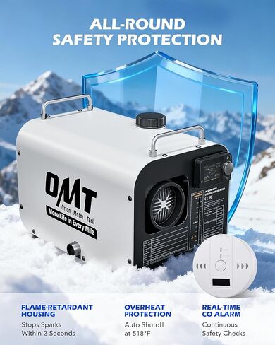 سخان ديزل Orion Motor Tech 5 كيلو واط، 12 فولت 24 فولت الكل في واحد سخان هواء ديزل 1.3 جالون مع إنذار ثاني أكسيد الكربون إيقاف تلقائي متوافق مع قارب السيارة والشاحنة RV Camper (ليس جزءًا من المحرك) in Kuwait