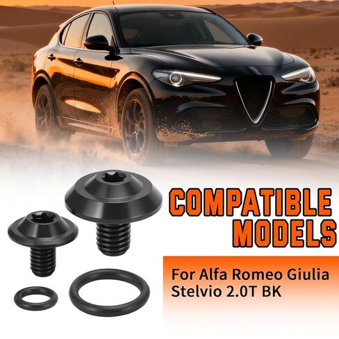 مجموعة براغي نازف سائل تبريد التيتانيوم من Alpha Rider مع حلقة دائرية لـ Alfa Romeo Giulia Stelvio 2.0T BK (أسود) in Kuwait