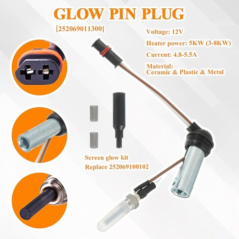 12V Fuel Metering Pump Heater 22451901 and 12V Diesel Heater Glow Plug Repair Kit, Fit for Eberspacher Espar Airtronic 2KW D2 D4 D4S in Saudi Arabia