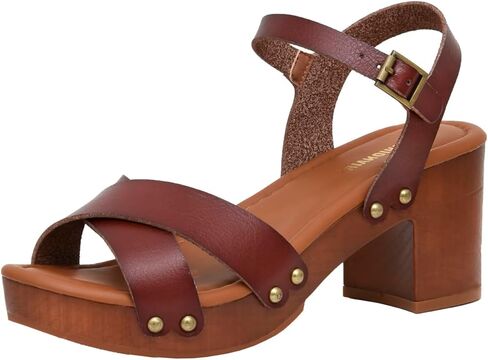 CUSHIONAIRE Slate Faux Wooden Heel Sandal, Comfortable Platform Sandals with Chunky Heels for Women, Wide Widths Available in Saudi Arabia