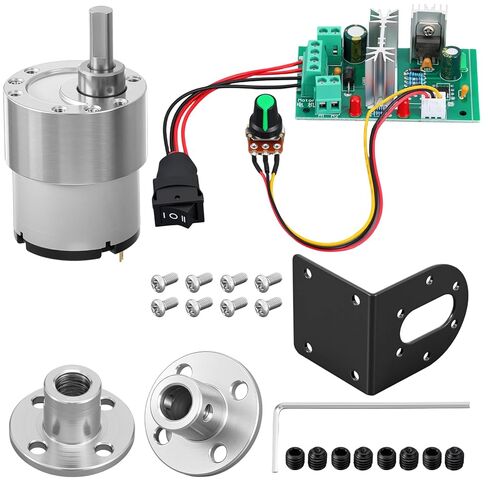4 Pack Micro DC 12v 600rpm Geared Motor JGB370-520 with Bracket, CCM6N DC PWM Motor Speed Controller, and 6mm Flange Coupling Connector in Saudi Arabia