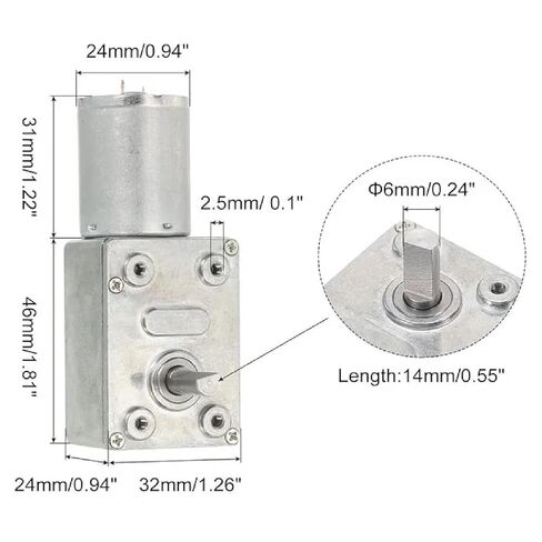 محرك تربو دودي JGY370 DC، عمود على شكل حرف D 6 مم، محرك كهربائي لتقليل علبة التروس ذات عزم الدوران العالي، تصميم مدمج للمشاريع اليدوية والصناعية (90 دورة في الدقيقة 12 فولت) in Kuwait