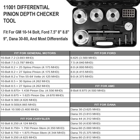 11001 Differential Pinion Depth Gauge Checker Service Tool Kit Fit For GM 10-14 Bolt, For Ford 7.5'' 8'' 8.8'' 9'', For Dana 30-80, For AMC 8 Bolt, And Most Differentials in Saudi Arabia