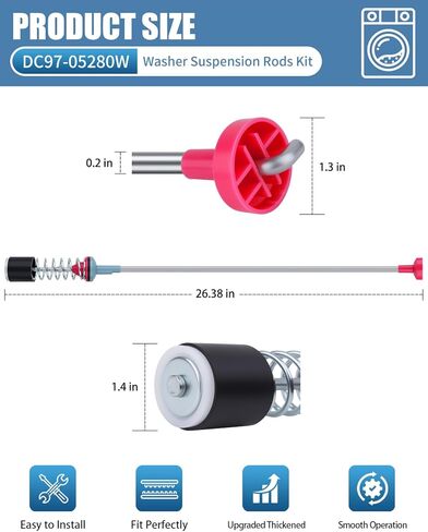 قضبان تعليق غسالة DC97-05280W مطورة لغسالة سامسونج WA50R5200AW/US WA50R5400AV/US WA45N3050AW/A4 WA45T3200AW/A4 WA50R5400AW/US WA45H7200AW/A2 WA45H7000AW/A2 in Kuwait