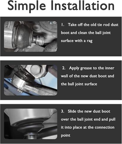 6PCS Ball Joint Boots Replacement,Rubber Tie Rod Boots Dust Cover Set for Steering/Suspension System,Universal Tie Rod End Boot Kit Car Accessories Fit for Most Vehicles in Kuwait