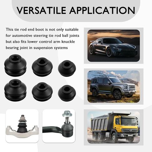 6PCS Ball Joint Boots Replacement,Rubber Tie Rod Boots Dust Cover Set for Steering/Suspension System,Universal Tie Rod End Boot Kit Car Accessories Fit for Most Vehicles in Kuwait