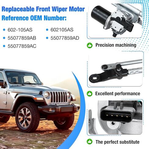 Windshield Wiper Motor & Linkage Assembly Compatible with Jeep Wrangler 2007-2018, Replaces#55077859AB 55077859AC 55077859AD in Kuwait