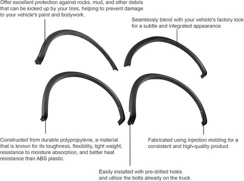 Black Horse OE Factory Style Fender Flares OE Factory Style أسود متوافق مع 2015-2016 Ford F-150-FOEFO15 in Kuwait