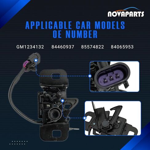 غطاء محرك السيارة مزلاج GM1234132 84460937 لـ 2015-2019 GMC Sierra Chevy Silverado 2500 HD 3500 HD 6.0L 6.6L يستبدل 85574822، أسود مع تشغيل عن بعد in Kuwait