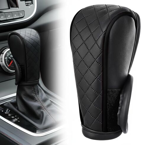 1 Pcs Gear Stick Cover, PU Leather Gear Shifter Cover with Diamond Embroidery, Durable Shift Knob Covers for Shift Lever Protection, Universal Car Gears Vary Covers for Cars, Trucks, Black in Saudi Arabia