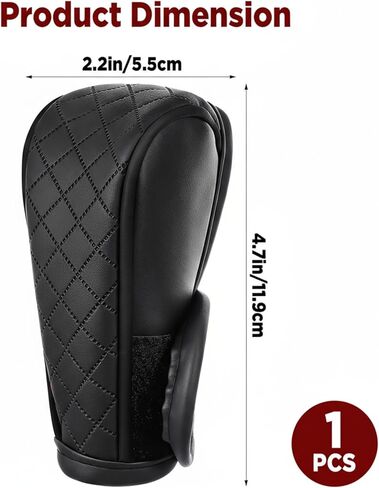 1 Pcs Gear Stick Cover, PU Leather Gear Shifter Cover with Diamond Embroidery, Durable Shift Knob Covers for Shift Lever Protection, Universal Car Gears Vary Covers for Cars, Trucks, Black in Saudi Arabia