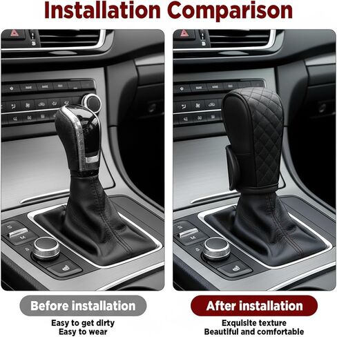 1 Pcs Gear Stick Cover, PU Leather Gear Shifter Cover with Diamond Embroidery, Durable Shift Knob Covers for Shift Lever Protection, Universal Car Gears Vary Covers for Cars, Trucks, Black in Saudi Arabia