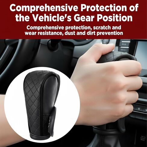1 Pcs Gear Stick Cover, PU Leather Gear Shifter Cover with Diamond Embroidery, Durable Shift Knob Covers for Shift Lever Protection, Universal Car Gears Vary Covers for Cars, Trucks, Black in Saudi Arabia