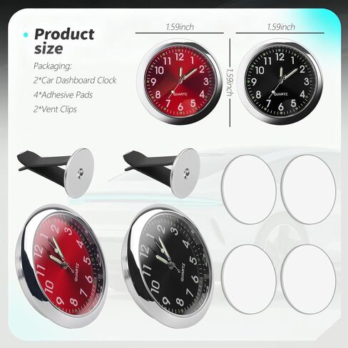 2PCS Luminous Analog Car Clocks for Dash Stick on,Mini Tiny Stick on Clock for Car Dashboard with Vent Clip,Self-Adhesive Dashboard Clock for Vent & Dashboards Decoration in Kuwait