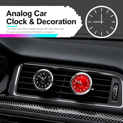 2PCS Luminous Analog Car Clocks for Dash Stick on,Mini Tiny Stick on Clock for Car Dashboard with Vent Clip,Self-Adhesive Dashboard Clock for Vent & Dashboards Decoration in Kuwait