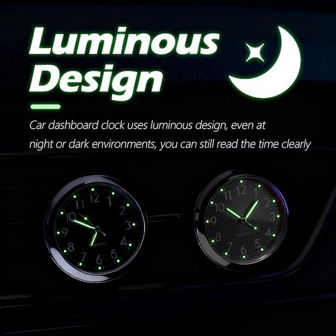 2PCS Luminous Analog Car Clocks for Dash Stick on,Mini Tiny Stick on Clock for Car Dashboard with Vent Clip,Self-Adhesive Dashboard Clock for Vent & Dashboards Decoration in Kuwait