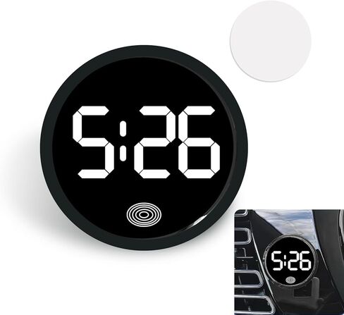 ساعة رقمية LED صغيرة قطعة واحدة، ساعة عرض لوحة القيادة الرقمية ذاتية اللصق، ساعة LED مضيئة تعمل باللمس، عالمية لمعظم السيارات والشاحنات وسيارات الدفع الرباعي (أبيض) in Kuwait