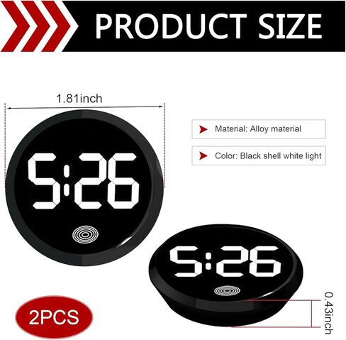 1 PC Mini LED Digital Clock, Self-Adhesive Digital Dashboard Display Clock, Luminous LED Time Touch Watch, Universal for Most Cars, Trucks, SUVs (White) in Saudi Arabia