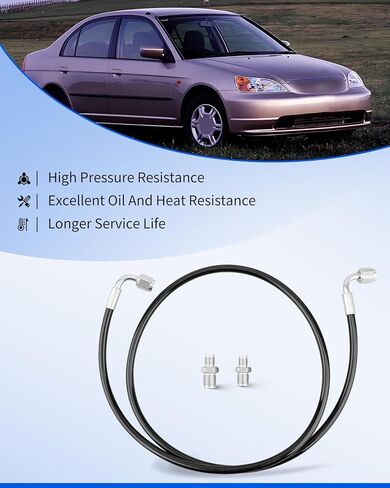مجموعة خط القابض تناسب Honda Civic 2001-2005 EM2/ES1/ES2 (Non-Si) K-Swap، تعمل بشكل أفضل مع أسطوانة القابض الرقيقة/K20A/A2/A3، الفولاذ المقاوم للصدأ المضفر عالي الضغط in Saudi Arabia