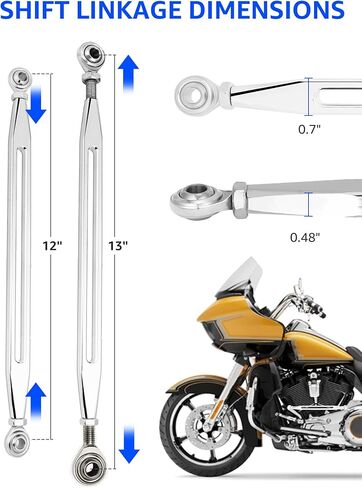 Shift Linkage Chrome، Shift Rod متوافق مع Harley Davidson 1986-2024 Street Glide، Electra Glide، Road Glide، Road King، Softail، Tri Glide in Kuwait