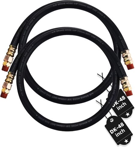 2PCS 3/8" Air Brake Chamber Hose, Dazakoot 3/8" Fit End x 3/8" Swivel End Rubber Air Brake Hose Assembly, SAE J1402 Air Brake Hose for Semi Truck - 24inch in Saudi Arabia