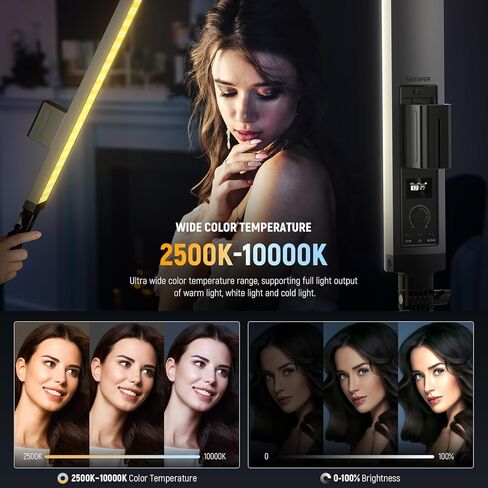 Neewer TL60 RGB Tube Light ، 20W COLAL RGBWW LED VIDEO LED LED APP APP/2.4G/DMX CONTROL مع 7 Pixel Effects 18 مشاهد لتصوير الاستوديو ، تدفق 2500K-10000K CRI97+ in Saudi Arabia