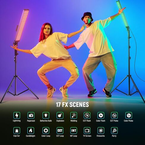 Neewer TL60 RGB Tube Light ، 20W COLAL RGBWW LED VIDEO LED LED APP APP/2.4G/DMX CONTROL مع 7 Pixel Effects 18 مشاهد لتصوير الاستوديو ، تدفق 2500K-10000K CRI97+ in Saudi Arabia