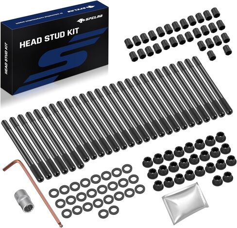 SPELAB Head Stud Replacement Kit Compatible with Dodge 1998.5-Present Cummins 5.9L 6.7L Diesel Cylinder 24V Cylinder Heads with Studs and Nuts, Cylinder Head Stud Assembly Kit in Saudi Arabia
