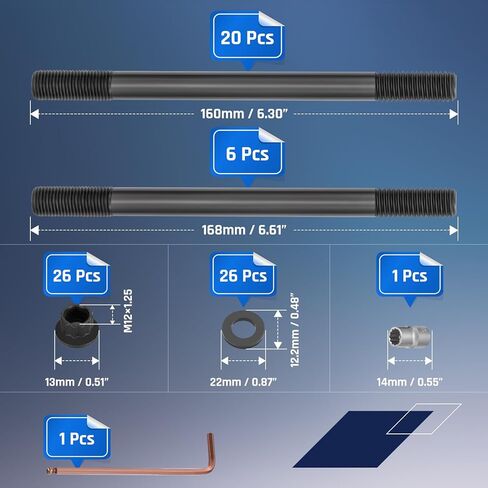 SPELAB Head Stud Replacement Kit Compatible with Dodge 1998.5-Present Cummins 5.9L 6.7L Diesel Cylinder 24V Cylinder Heads with Studs and Nuts, Cylinder Head Stud Assembly Kit in Saudi Arabia