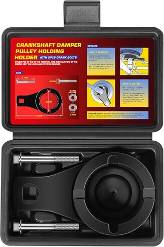 for Toyota/Lexus Crankshaft Damper Pulley Holding Holder Harmonic Tool (With 2PCS Crank Bolts) - Fits 3.0/3.3 V6, 4.0/4.3/4.7 V8 Engines Harmonic Damper Pulley Tool 64300 (With Storage Case) in Saudi Arabia