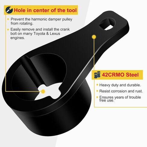 Crank Pulley Harmonic Damper Holding Tool Set with Crank Bolts - Universal Camshaft Pulley Holder Wrench for 22RE, 2RZ, 3RZ, 3.0L 3.3L V6, 4.0L 4.7L V8 Engines, Engine Repair Tools in Saudi Arabia