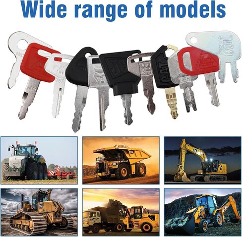 11 Pcs Heavy Equipment Replacement Keys Compatible with CAT, JD, Case, Komatsu, Hyster, Kubota, JCB, Bobcat, Daewoo, JLG, Toyota, Master Ignition Key for Workers and Opeartors in Saudi Arabia