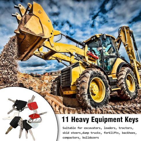 11 Pcs Heavy Equipment Replacement Keys Compatible with CAT, JD, Case, Komatsu, Hyster, Kubota, JCB, Bobcat, Daewoo, JLG, Toyota, Master Ignition Key for Workers and Opeartors in Saudi Arabia
