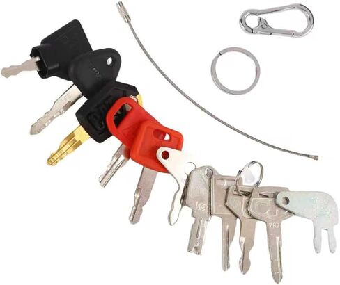 11 Pcs Heavy Equipment Replacement Keys Compatible with CAT, JD, Case, Komatsu, Hyster, Kubota, JCB, Bobcat, Daewoo, JLG, Toyota, Master Ignition Key for Workers and Opeartors in Saudi Arabia