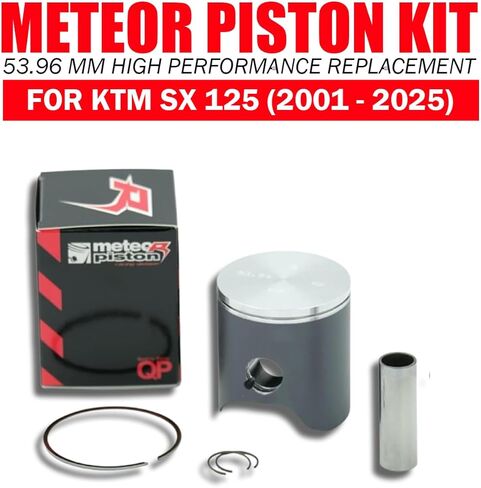 طقم مكبس نيزك لـ KTM 125 SX (2001-2025)، مكبس عالي الأداء بقطر 53.96 مم للدراجة الترابية، بديل متين متين مع حلقات ودبابيس معصم وحلقات دائرية، طقم إعادة بناء المحرك للحصول على أقصى قدر من الطاقة in Kuwait