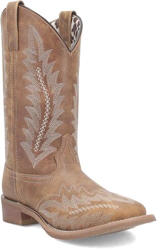 Laredo Womens Cheyenne Embroidered Square Square Boots Nature Boots Mid Calf Low Heel 1-2 " - Brown in Saudi Arabia