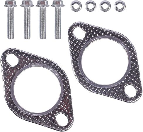 قطعتان من حشوات شفة العادم و4 مسامير وصواميل العادم، وحشية عادم تتحمل درجات الحرارة العالية (2.5 بوصة)، مناسبة للسيارات والشاحنات. in Kuwait