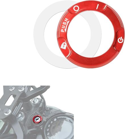 غطاء مفتاح إشعال الدراجة النارية متوافق مع Honda Monkey125 CT125 CB125R CB250R GB350/S - غطاء حماية مزخرف بحلقة قفل مضادة للسرقة من الألومنيوم (أحمر) in Kuwait