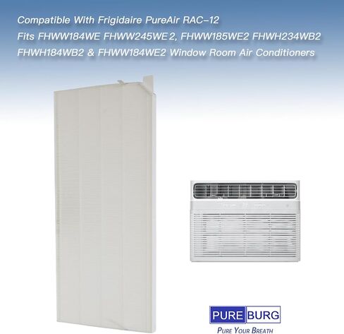فلتر بديل PUREBURG FRPARAC12 متوافق مع فريجيدير PureAir RAC-12 يناسب FHWW184WE FHWW245WE2، FHWW185WE2 FHWH234WB2 FHWH184WB2 وFHWW184WE2 مكيفات هواء غرفة النافذة in Kuwait