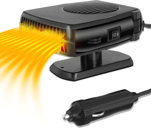 12V 200W Car Heater, Portable Heaters for Vehicle Windshield Defogger and Defroster Fast Heating & Cooling Fans with Cigarette Lighter Plug/Ergonomic Handheld/360° Rotary Base for All Cars in Saudi Arabia