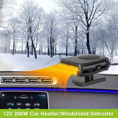 12V 200W Car Heater, Portable Heaters for Vehicle Windshield Defogger and Defroster Fast Heating & Cooling Fans with Cigarette Lighter Plug/Ergonomic Handheld/360° Rotary Base for All Cars in Saudi Arabia