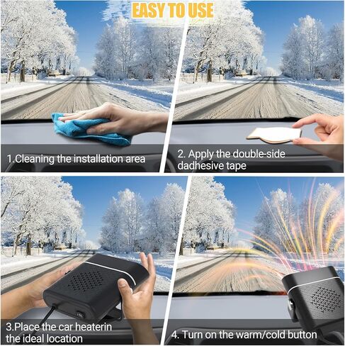 Car Heater, 200W Vehicles Heaters Auto Part 12V Portable Car Heaters That Plugs Into Cigarette Lighter, Vehicle Defroster Windshield Demister, Auto Defogger With 360° Rotatable for All 12 Volt Cars in Saudi Arabia