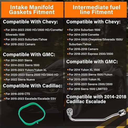 GDI High Pressure Fuel Pump Kit 12697966 Compatible with 2014-2020 Chevy Tahoe Silverado Suburban Express GMC Sierra Yukon Cadillac W/ 12677004 Intermediate Fuel Pipe& 12626354 Intake Manifold Gaskets in Saudi Arabia
