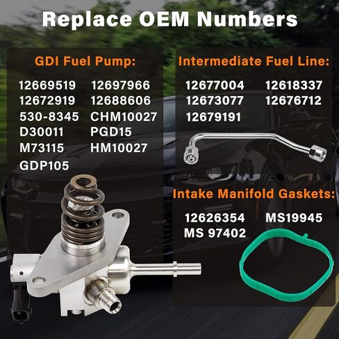 GDI High Pressure Fuel Pump Kit 12697966 Compatible with 2014-2020 Chevy Tahoe Silverado Suburban Express GMC Sierra Yukon Cadillac W/ 12677004 Intermediate Fuel Pipe& 12626354 Intake Manifold Gaskets in Saudi Arabia