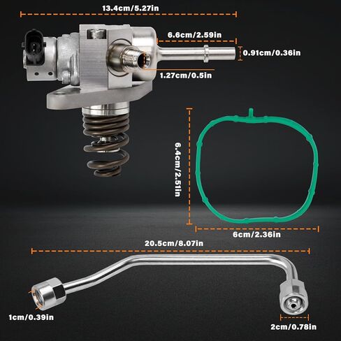 GDI High Pressure Fuel Pump Kit 12697966 Compatible with 2014-2020 Chevy Tahoe Silverado Suburban Express GMC Sierra Yukon Cadillac W/ 12677004 Intermediate Fuel Pipe& 12626354 Intake Manifold Gaskets in Saudi Arabia